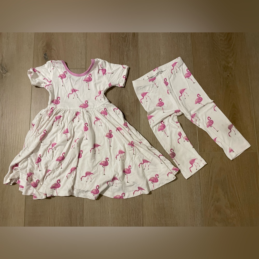Kyte Baby Flamingo Print Dress and Leggings Set